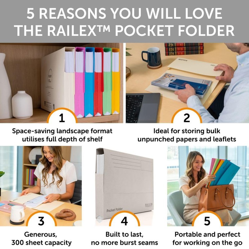 Railex Pocket Folder Foolscap Document Wallets - Assorted Folders for