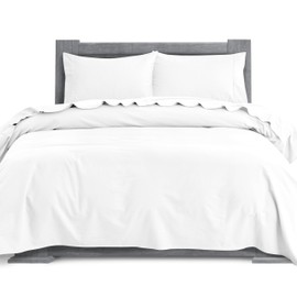 Elegant Comfort Soft 4-Piece 100% Turkish Cotton Flannel Sheet Set - Premium Quality, Deep Pocket Fitted Sheet, Ultra Soft, Cozy Warm Flannel Sheets - King, White