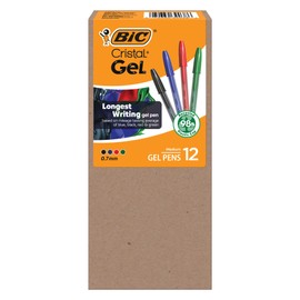 BIC Cristal Gel Pens Medium Point (0.7 mm) Ultra Smooth Long Lasting Writing, Assorted Color Gel Pens, 12-Count