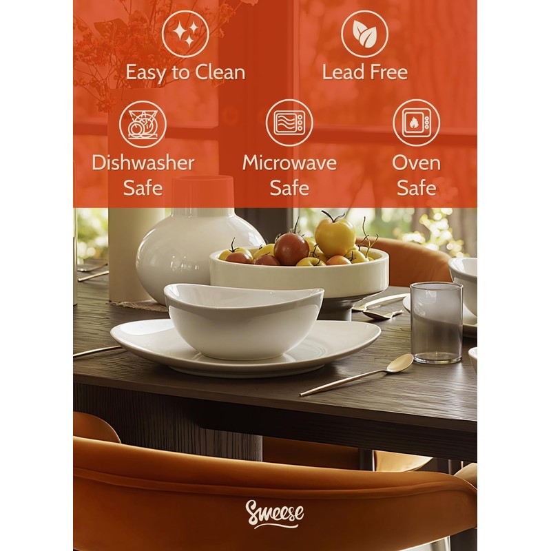 Sweese Porcelain Serving Bowls Set, 10-42 oz, Versatile for Salad,