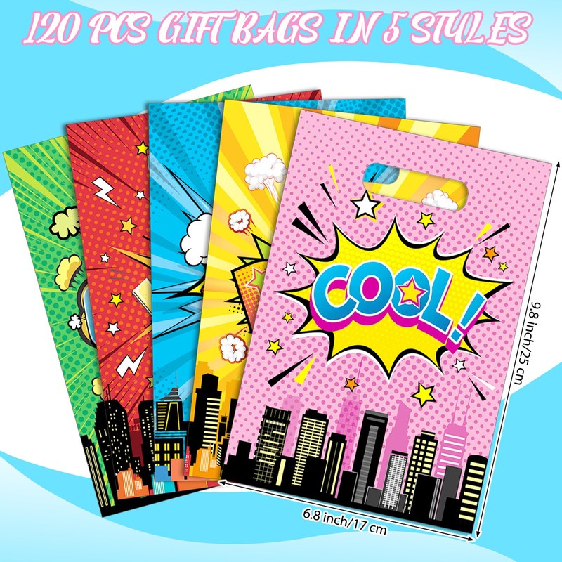 Blosssound 120 Pcs Hero Party Gift Bags Hero Birthday Favor