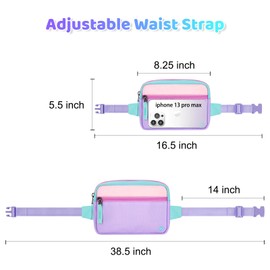 Choco Mocha Choco Mocha Kids Fanny Pack for Girls Purple Fanny Pack Ages 6-8 8-12 Belt Bag for Girls Toddler Fanny Pack Gift, Purple & Teal