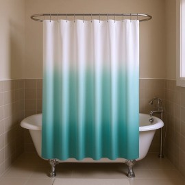 Ombre Printed Aqua Seersucker Shower Curtain 72x72 Inch Modern Minimalist Bathroom Decorcolor: as Pic Color