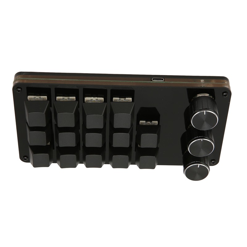 Mini Custom Keypad 14 Keys 3 Knobs Programmable Blue Switch