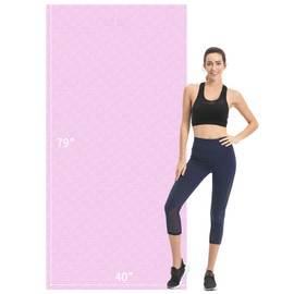 Hatha Yoga Extra Long TPE Yoga Mat 79" x 40” x 1/2" Thick Non-slip Exercise Mat for Home Gym Use, Yoga, Pilates, Fitness & Workouts (Pink)