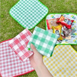 Stylish 1-Person Plaid Picnic & Camping Mat (Oxford) GS002645 1-Person Plaid Mat Lime Green 6ea