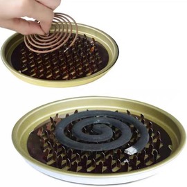 ZBJBinCH Mosquito Coil Holder Metal Windproof Coil Incense Burner with Cover Round Fireproof Incense Holder for Home Outdoor Camping Traveling (Copper)