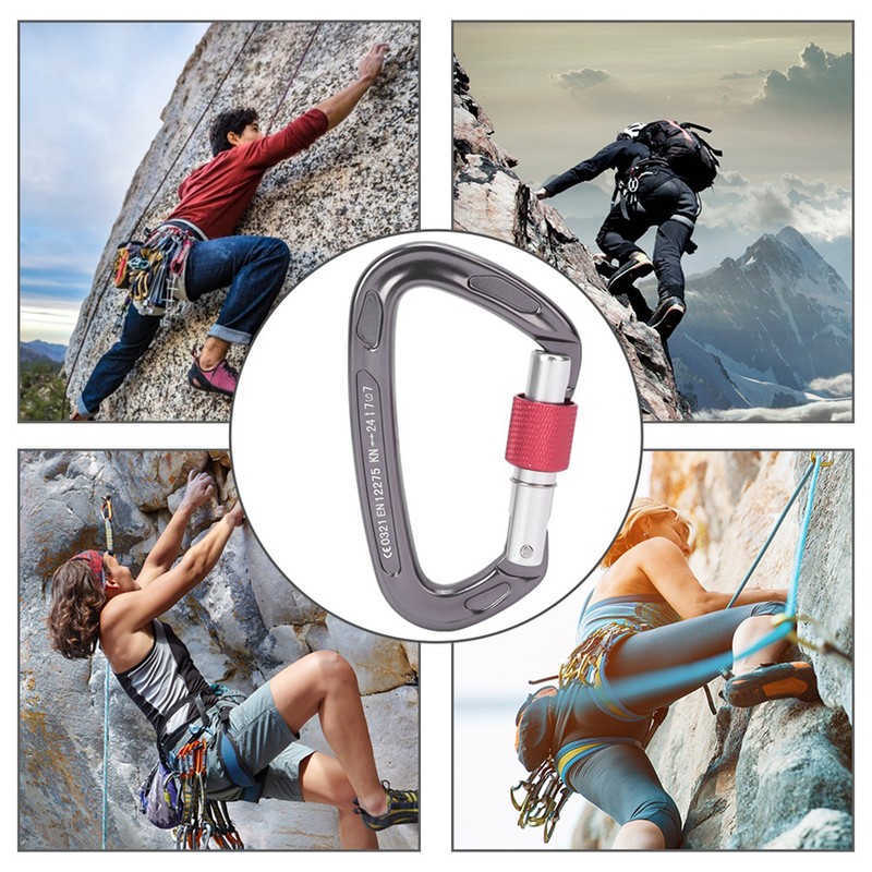 7075 Aviation Aluminum Master Lock Carabiner D Ring Safety Buckle