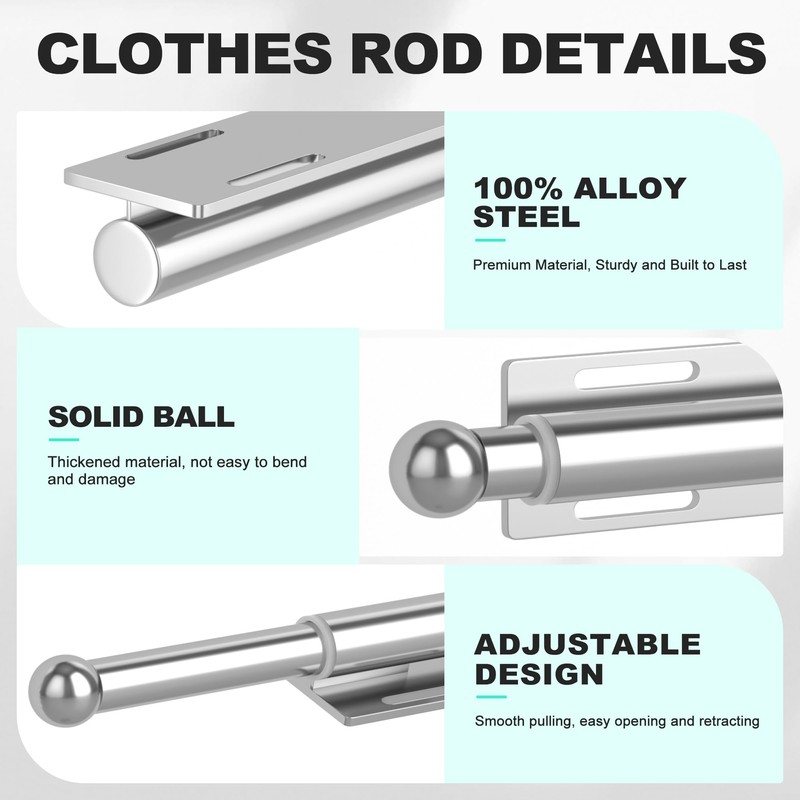 Valet Rod for Closet Retractable, 13.4"-23.2" Pull Out Clothes Hanger