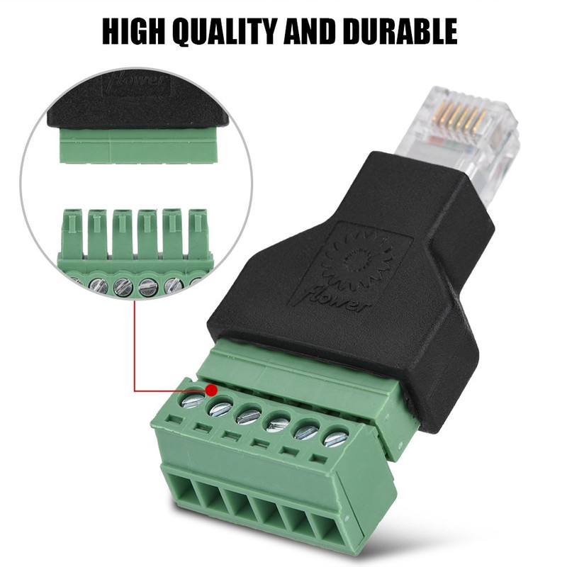 Tangxi RJ12 6P6C Male to 6 Pin Wired Screw Terminal