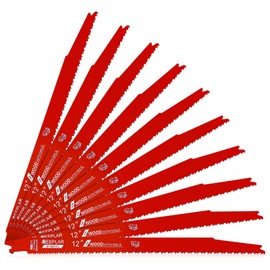 10 Pack 12 Inch 6/12 Tpi Reciprocating Saw Blades for Nail-Embedded Wood,Bi-Metal Blades for Cutting Stud and Nail PVC Pallets etc
