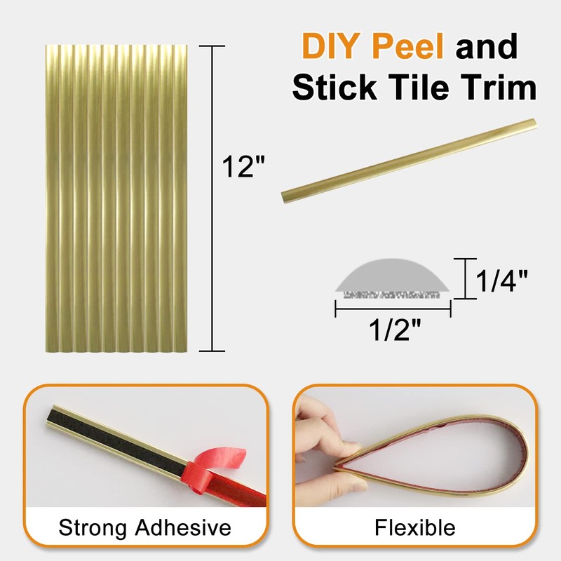 STICKGOO 10-Pack Peel and Stick Trim for Backsplash Tile Edge,