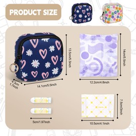 Binden Tasche Tampon Aufbewahrung Neopren-Hygienebeutel für Damenbinden Tampons Perioden Tasche Slipeinlagen Box für Unterwegs Notfalltasche Schule Mädchen Erste Periode Set Geschenke(Blumen)