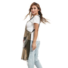 MIKI WELL Barber Hair Stylist Apron For Beauty Salon Waterproof with Adjustable Chains Work Clothes 22.8”W x 28.7”L (Black)