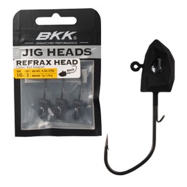 BKK Refrax Jig Head | 1X | Swimbait Fishing | 25% Stronger HCS Wire | 3D Holographic Eyes | Forged | Needle Point (Black, 0.25, Ounces)