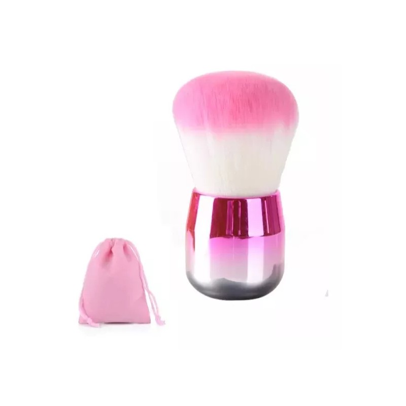 ZzDog Brocha Kabuki Redonda Suave Base Rosa Y Blanco Tornasol