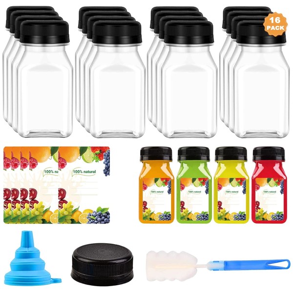 DMSELL DMSELL 16 Pack 4oz(120ml) Plastic Juice Bottles With Tamper