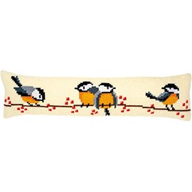 Vervaco PN-0187904 Draught Excluder Cross Stitch Set Pre-Drawn Cotton Tomtits, 80 x 20 cm