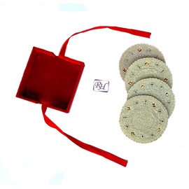 Rastogi Handicrafts Pearl Decor Indian Handmade Beaded Coffee Tea Placemat 10 cm Set of 4