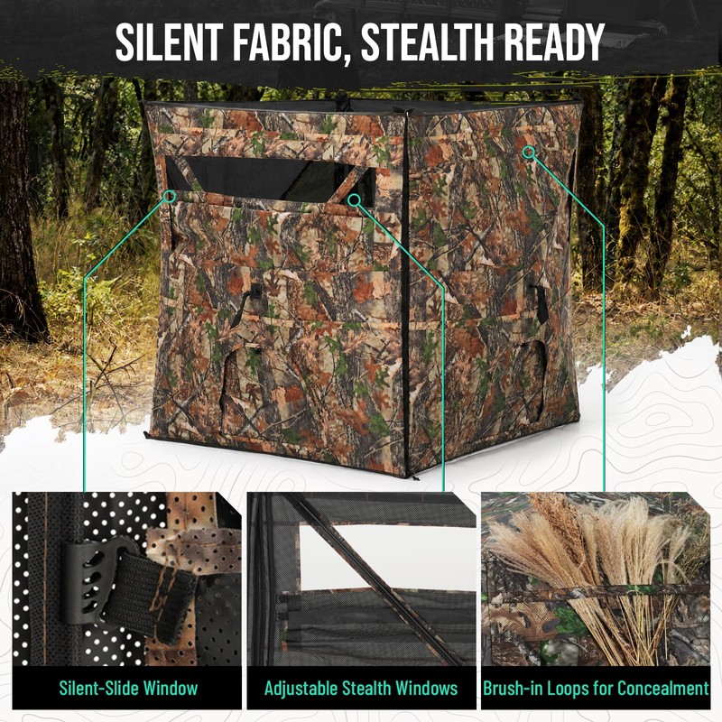 HUNTSEN 4-Panel Hunting Blind - 360° See Through with Wide