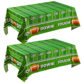 JOYIN 2 PCS Football Table Cover (54“*72") for Football Party Touchdown Tablecloth, Game Day Table Cover, Tailgate Table Cover Plastic Party Supplies