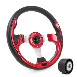 RASTP 12.6 Inch Boat Steering Wheel with 3/4“ Axle Marine Steering Wheel Adapter for Most Marine boats,Vessels,Yachts,Pontoons Boat, Red