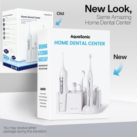 AquaSonic Home Dental Center Rechargeable Power Toothbrush & Smart Water Flosser - Complete Family Oral Care System - 10 Attachments and Tips Included - Various Modes & Timers (White)