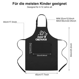 upain Children's Apron Girls Boys Painting Apron Children Junior Chef Funny Cooking Apron with 2 Pockets Gift for Painting Cooking Baking Kitchen, black