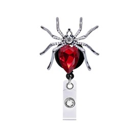 Red Spider Retractable Badge Holder Reels Cute Halloween Spider Badge Clips Acrylic Alligator Badge Clip for Students School Pediatric Nurses Medical Assistant ID Badges Name Tag Card