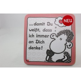 Sheepworld - 45455 - Coaster No. D5, Sheep, ... damit Du weißt, dass ich immer an Dich denke!, cork, 9.5 cm x 9.5 cm