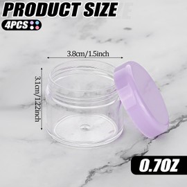 4 Pcs Travel Cream Jars for Toiletries Plastic Cosmetic Jars with Lids Spatula Refillable Makeup Sample Containers 0.7oz Round Travel Leak-proof Jars for Storage Liquid Oils Salves DIY Making