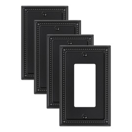 TREEWELL 4-Pack Decorator Outlet Cover Plate, Pearls Decorative Switch Plates and Outlet Covers, Black Metal Wall Plates for Electrical Outlets, Receptacle, GFCI Outlet, Dimmer Switch