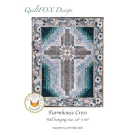 Quiltfox Design Farmhouse Cross Pattern, White, 46.00" x 60.00"