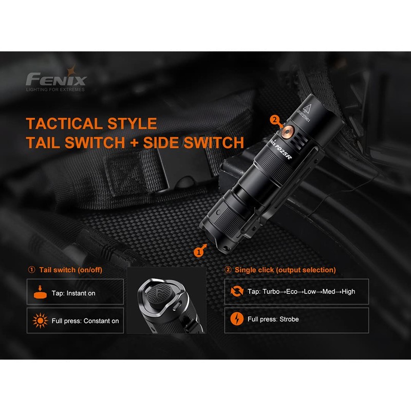 Fenix PD25R EDC Flashlight 800 Lumen USB-C Rechargeable, Dual Switch