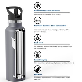 Super Sparrow Water Bottle Stainless Steel 18/8 - Metal Water Bottle - 1L - Vacuum Insulated Water Bottles - Water Bottle with Straw Lid - Sports Bottle Flask for Gym, Travel, Sports