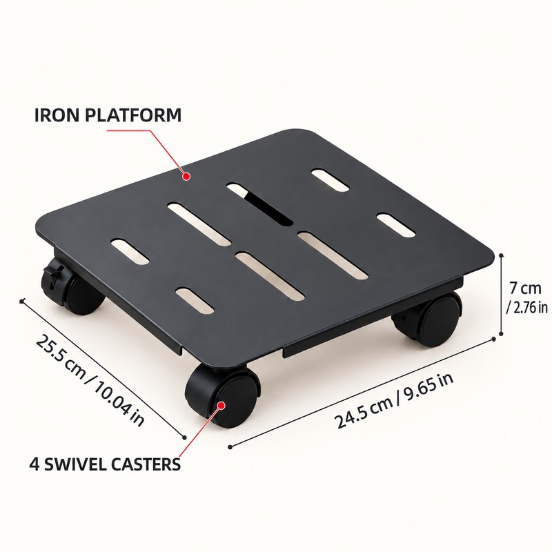 Rolling Metal Plant Caddy with 360° Swivel Wheels for Indoor