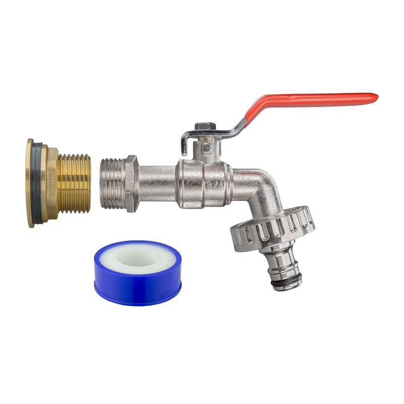 Solid brass water butt/rain barrel/tank threaded outlet adaptor/connector with 2