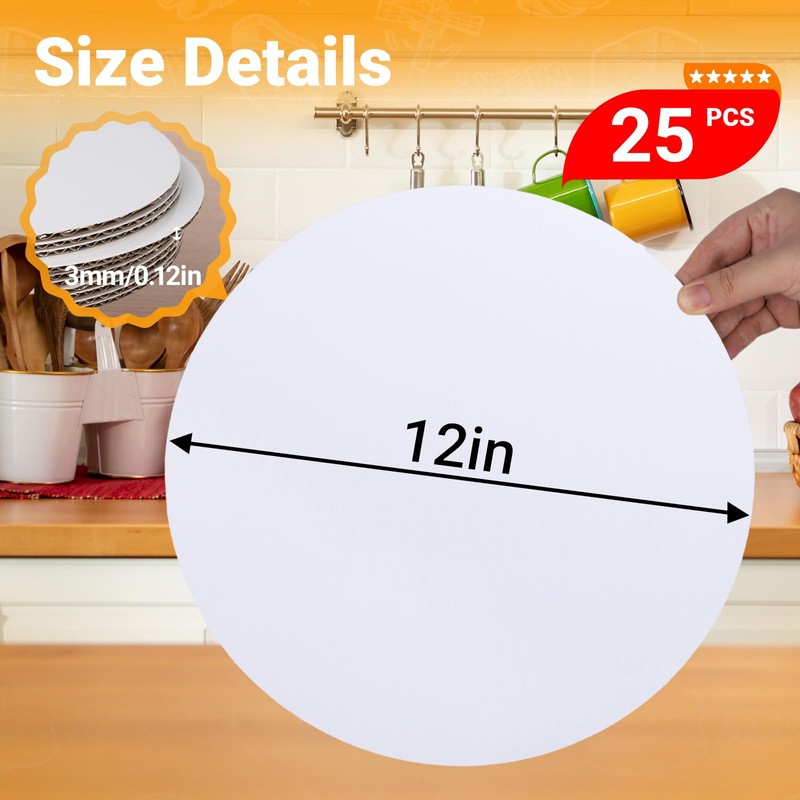 EUSOAR Cardboard Cake Boards, 25 Pack 12 Inch White Sturdy