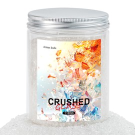 Crushed Glass 1-3mm for Resin Art, Small Broken Glass Pieces for DIY Vase Filler Decoration, Crushed Glass for Crafts 1.5 Pounds (Crystal/Clear)
