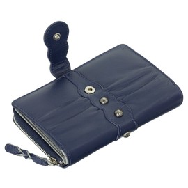 Luxury Leather Women's Wallet with Owl Relief Metal Purse with Zip 15.5 cm 58926 Various Colours, navy, Modern