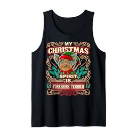 Yorkshire Terrier My Christmas Spirit Dog Santa Claus Elf Tank Top