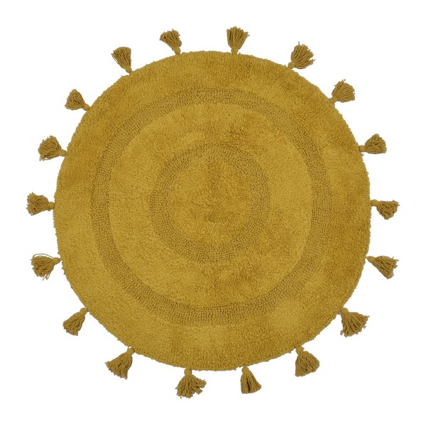 TOPSMCHER Boho Bath Rugs Cotton Round Bath Mat with Tassels