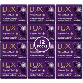 LUX Purple Magical Beauty Soap Bar - Men & Women - 80g x 12