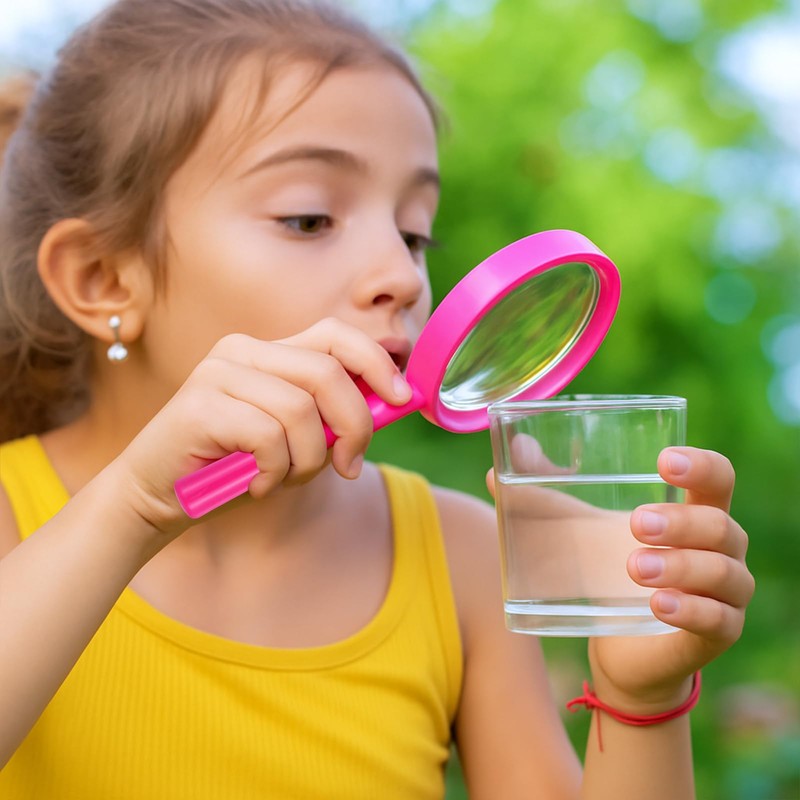 FNANJWQ 6 Pcs Kids Magnifying Glasses, 5X Colorful Portable Handheld