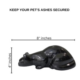 Cat Memorial Urn, Beautiful Container for Ashes - Cremation Keepsake for Remembering Pets - Decorative cat urn-Enamel Finish urn 42 Cubic Inch Capacity-urn for cat Ashes (Black)