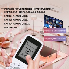 WDZP New Portable AC Remote Control Replacement for HUMHOLD HDPAC-08-A1 HDPAC-10-A1 & EUHOMY AC-14-1 PAC004-14KWG-USZX PAC006-12KWG-USZX PAC004-12KWG-USZX & DOMANKI DAC-08CPD Portable Air Conditioner