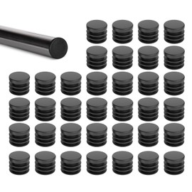 36 Pcs Plastic End Caps,20mm Round Plastic Tubing Plug Cap,Metal Pipe Plugs Blanking Cover,Waterproof Tube Ends Table Sofa Legs Caps,for Handlebar Box Board Chair Leg and Floor Protection (Black)