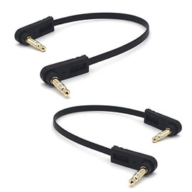 Kework 15cm 1/8" 3.5mm TRS Jack Audio Flat Cable, 2 Pack, 90 Degree Angle Male to 90 Degree Angle Male 3.5mm 3 Pole Stereo Plug Headphone Headset AUX Cord