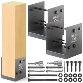 Brukid Stainless Steel 6 x 6 (Actual: 5.5 x 5.5) Deck Post Base, Post Anchor Bracket, Concrete Support Anchor Base for Deck Railing, Fences, Pavilions, Deck Porches (2pack-Dark Gray)