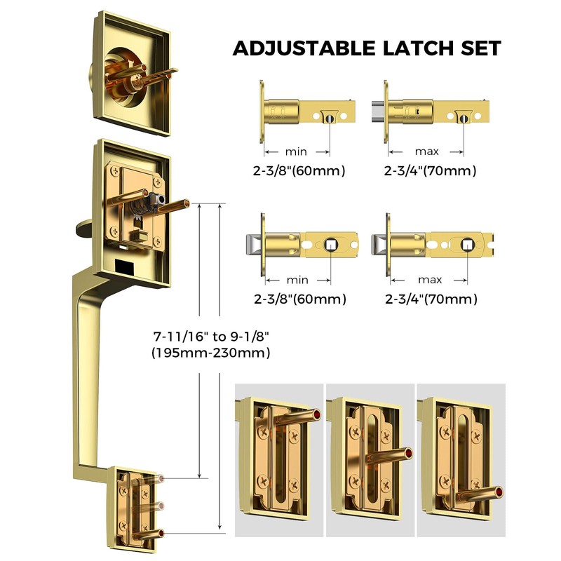 Mensarix Front Door Handle and Deadbolt Set, Gold Front Door